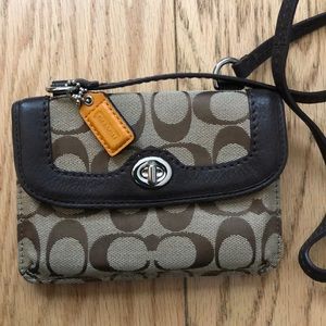 Coach wallet with shoulder strap